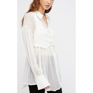 Free People Chiffon Blouse w/ Attached Vest - CHER